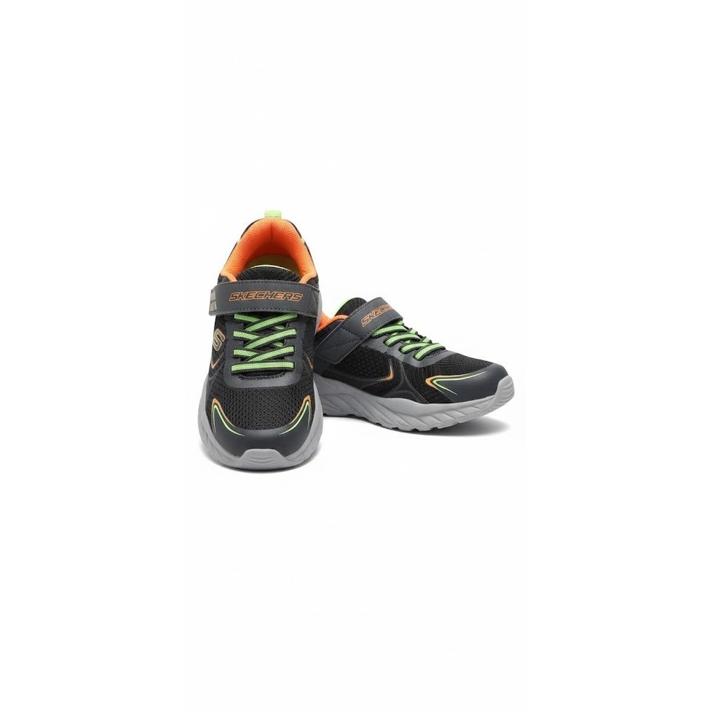 Skechers Kids Boys Sneakers US 3 Black Green Orange Strap Athletic‎ Shoes